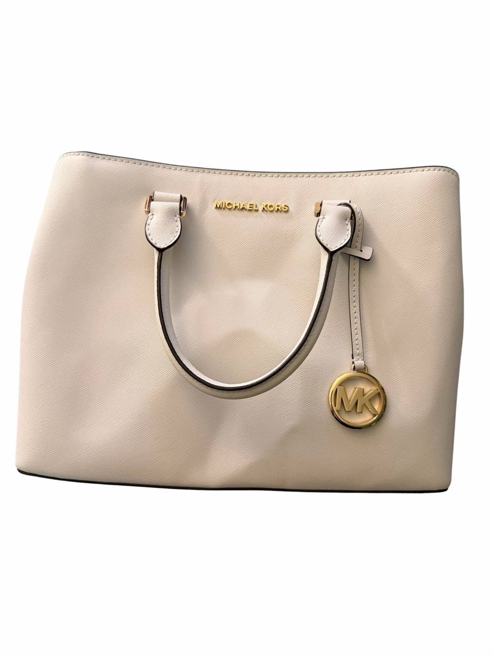 Michael Kors cream handbag with crossbody strap also! Gold hardware! EUC! Cute!